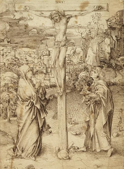 Albrecht Dürer, Kreuzigung Christi mit Maria und Johannes (Christentum,Deutsche Kunst,Kunst,Religion,Renaissance,Neues Testament,Bibel,Kreuzigung,Passion Christi)