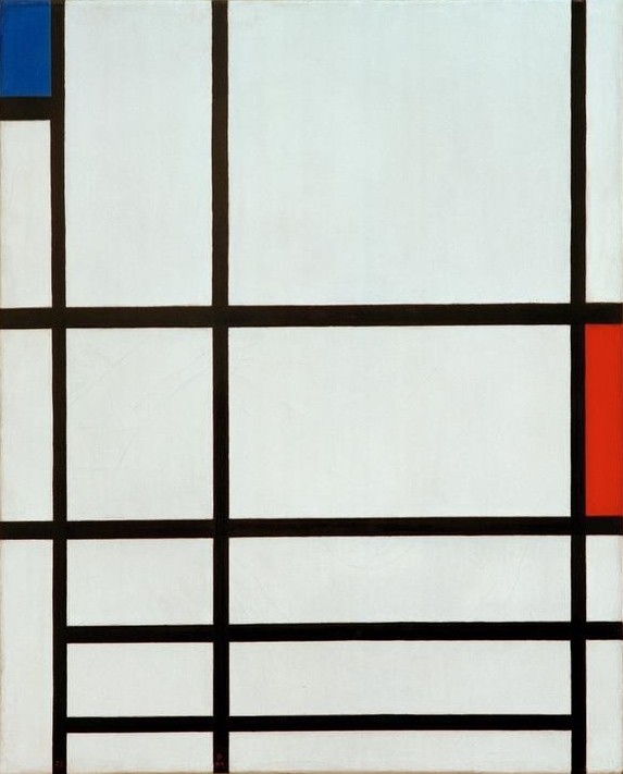 Piet Mondrian, Composition en Rouge, Bleu et Blanc: II (Geometrie,Kunst,Abstrakte Kunst,Niederländische Kunst,Blau,Farben,De Stijl,Rot,Rechteck,Weiss (Farbe),Neo-Plastizismus)
