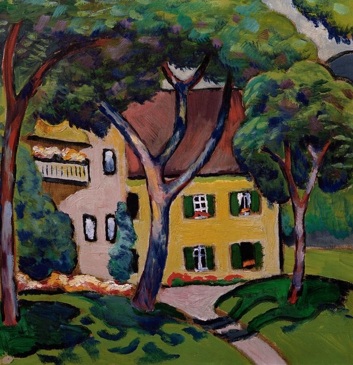 August Macke, Staudacherhaus in Tegernsee (Deutsche Kunst,Geographie,Kunst,Wohnhaus (Allgemein),Expressionismus,Der Blaue Reiter,Architekturdarstellung,Topographie)