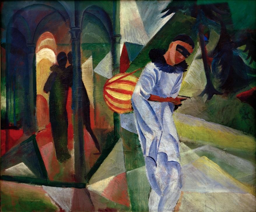 August Macke, Pierrot (Deutsche Kunst,Feste,Kalenderfeste,Expressionismus,Der Blaue Reiter,Pierrot,Karneval)