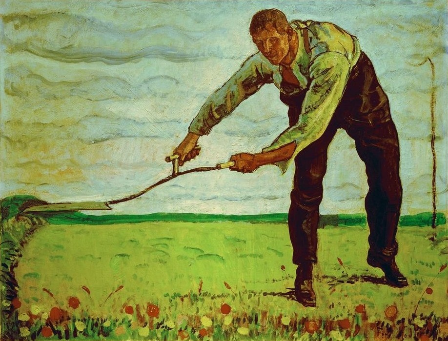 Ferdinand Hodler, Der Mäher (Bauer (Landwirt),Ernte,Jugendstil,Kunst,Sense,Heu,Wiese,Gras,Schweizerische Kunst,Landleben,Mähen,Landbevölkerung,Landwirtschaft)