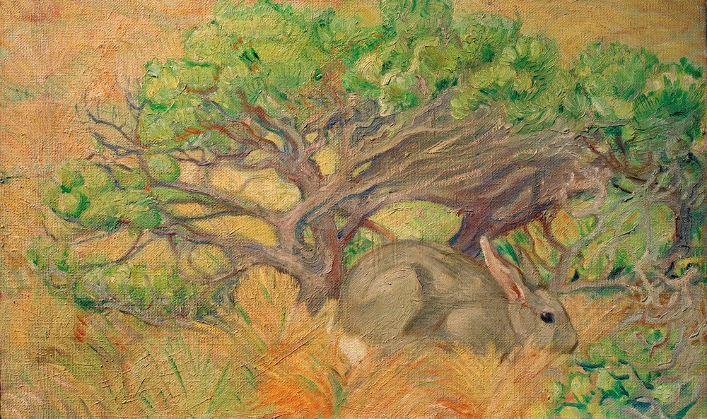 Franz Marc, Wildes Kaninchen (Deutsche Kunst,Kunst,Zoologie,Der Blaue Reiter,Kaninchen,Strauch,Tier,Natur,Versteck,Tierbeobachtung,Naturverbundenheit,Tiere Und Pflanzen)