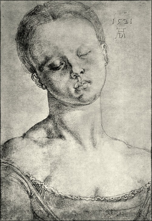 Albrecht Dürer, Die heilige Barbara (Christentum,Deutsche Kunst,Frau,Heilige,Kunst,Religion,Renaissance,Portrait,Geschlossene Augen,Nothelferin)