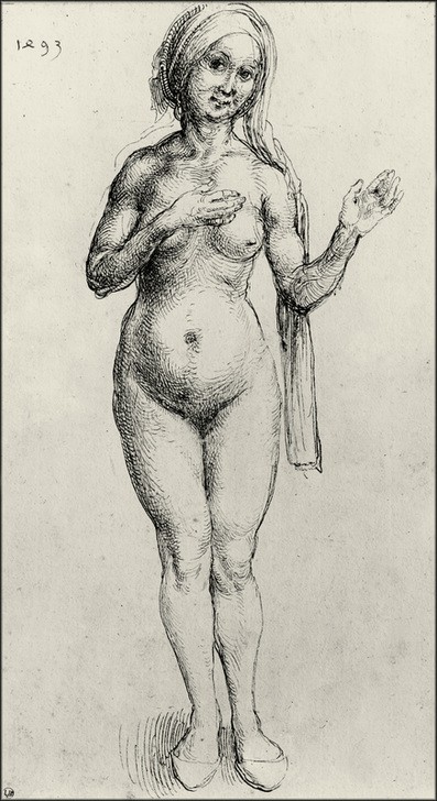 Albrecht Dürer, Nackte Frau (Deutsche Kunst,Frau,Renaissance,Akt,Ganzfigurig)