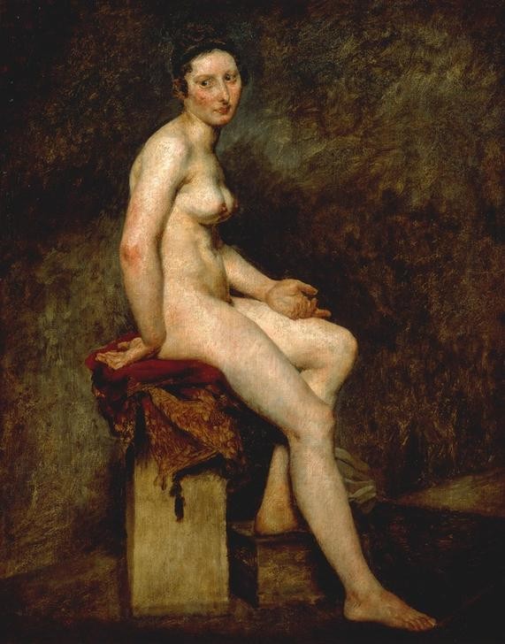 Eugene Delacroix, Nu assis, dit Mademoiselle Rose (Erotik,Frau,Akt,Französische Kunst,Romantik,Sitzen)