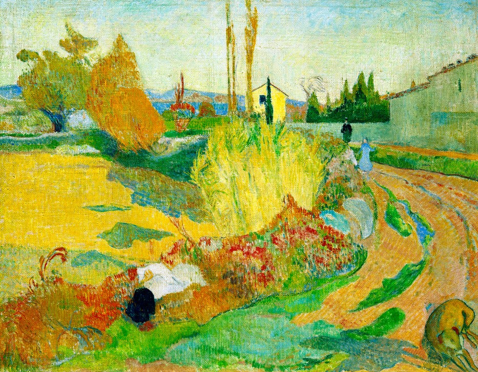 Paul Gauguin, Landschaft bei Arles (Weg am Roubinele-Roi-Kanal) (Kunst,Landschaft,Weg,Französische Kunst,Synthetismus)