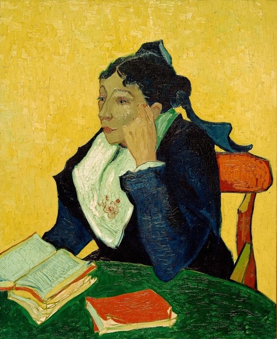 Vincent van Gogh, L’Arlésienne (Buch,Frau,Kunst,Leser,Mensch,Volkskunde,Impressionismus,Tisch,Portrait,Niederländische Kunst,Leserin,Sitzen,Kopf Stützen,Halbfigur,Land Und Leute,Postimpressionismus)