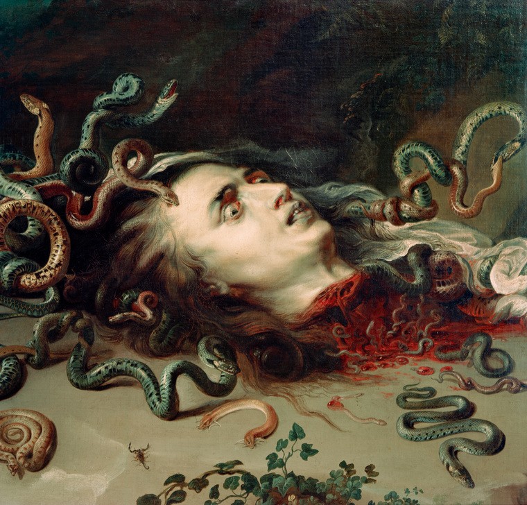 Peter Paul Rubens, Das Haupt der Medusa (Enthaupten,Flämische Kunst,Mythologie,Schlange,Zoologie,Barock,Fabelwesen,Insekt,Spinne,Niederländische Kunst,Reptilien,Salamander,Griechisch-Römische Mythologie)