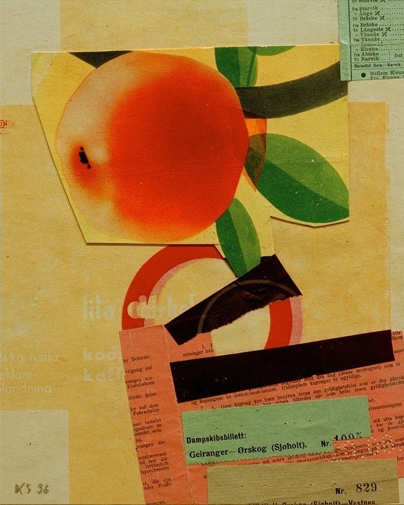 Kurt Schwitters, Ohne Titel (Mit rotem Apfel) (Apfel,Dadaismus,Deutsche Kunst,Kunst,Obst,Stillleben)