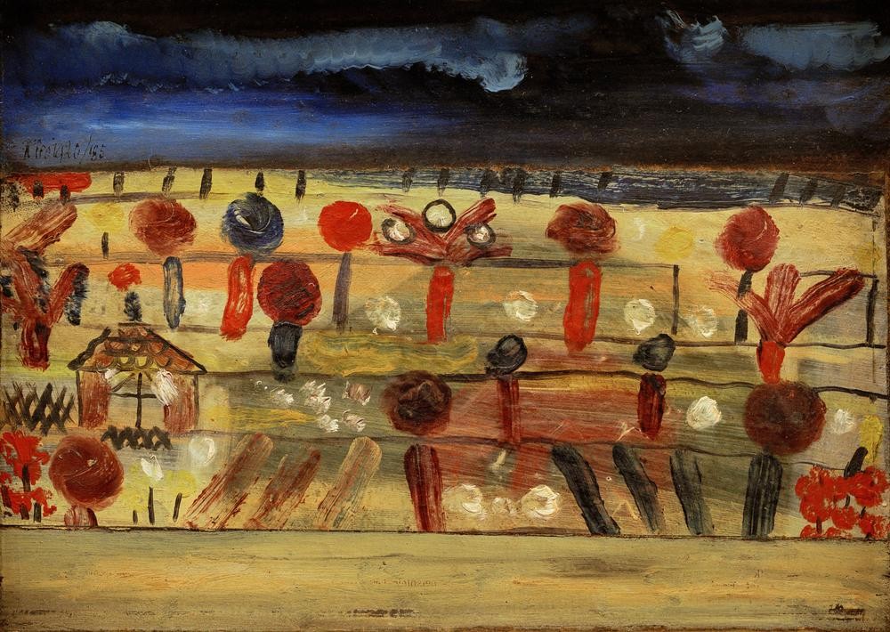 Paul Klee, Garten in der Ebene II (mit dem Gartenhäuschen) (Bauhaus,Kunst,Landschaft,Expressionismus,Ebene,Schweizerische Kunst,Gartenhaus,Garten)