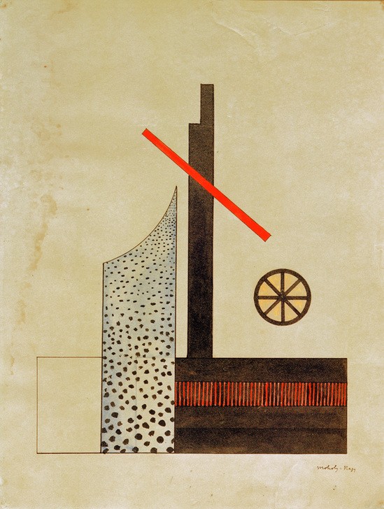 Laszlo Moholy-Nagy, Komposition mit Rad (Geometrie,Kunst,Rad,Konstruktivismus,Technik,Abstrakte Kunst,Ungarische Kunst,Kreis,Muster,Mechanik,Abstraktion,Streifen,Gepunktet,Form,Diagonale,Ma (Avantgardebewegung))