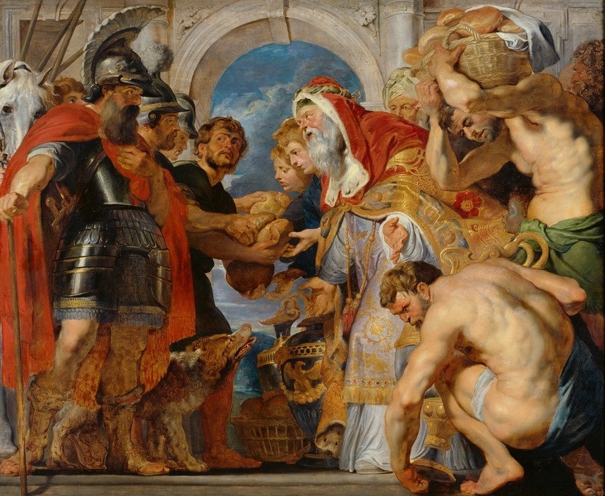 Peter Paul Rubens, Die Begegnung von Abraham und Melchisedech (Brot,Flämische Kunst,Kunst,Barock,Altes Testament,Bibel,Niederländische Kunst,Gastgeschenk,Jüdisch-Christlich)