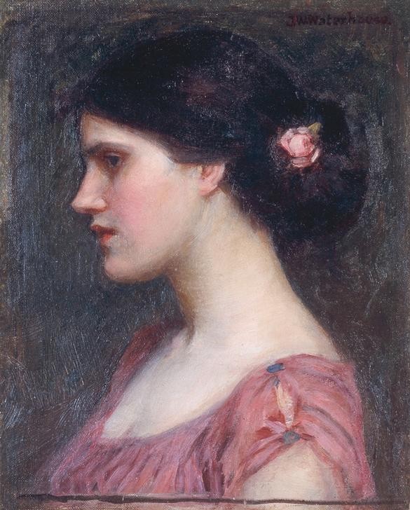 John William Waterhouse, Portrait of a Girl (Frau,Kunst,Mensch,Schönheit,Portrait,Präraffaeliten,Englische Kunst,Junge Frau,Brustbild)