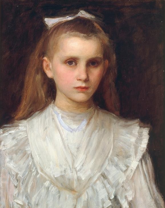 John William Waterhouse, Portrait of a Young Girl (Kind, Mädchen, Mensch,Portrait, Haarschleife, Blonde Haare, Präraffaeliten, Klassiker, Wunschgröße)