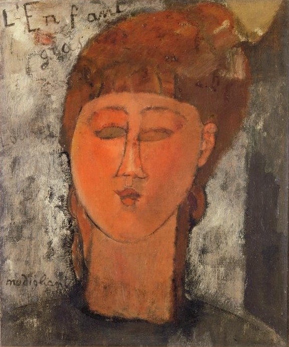 Amedeo Modigliani, L’enfant gras (Fettleibigkeit,Kind,Kunst,Mädchen,Mensch,Portrait,Expressionismus,Italienische Kunst,Kopf,Ecole De Paris)