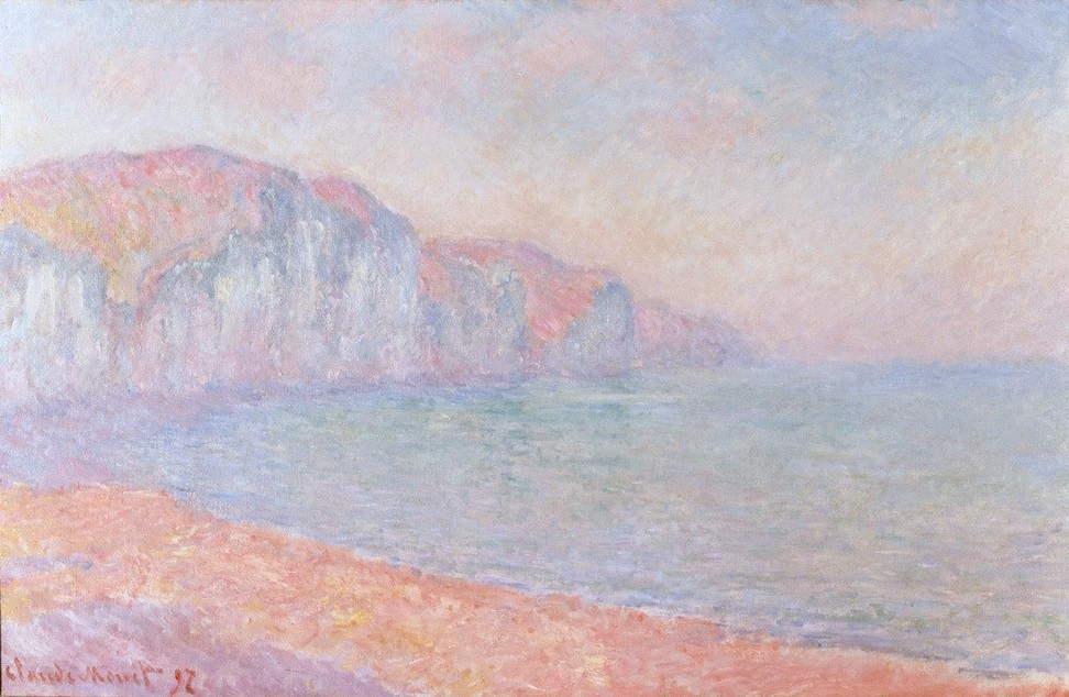 Claude Monet, Falaises de Pourville, le matin (Küste,Kunst,Landschaft,Strand,Tageszeiten,Morgen,Meer,Impressionismus,Französische Kunst,Steilküste)
