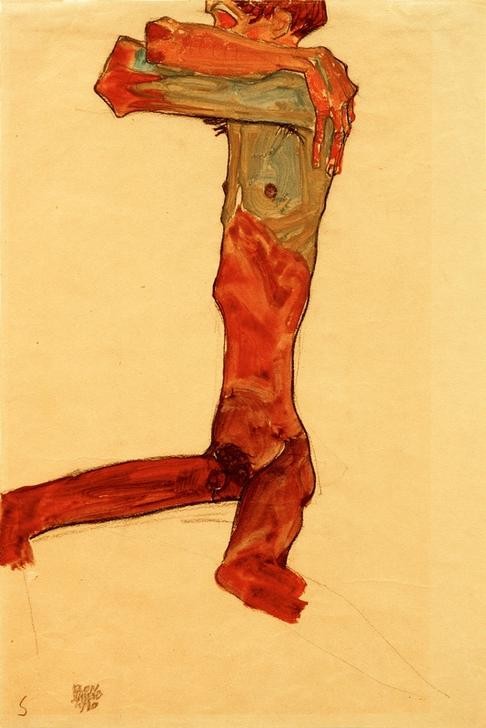 Egon Schiele, Männlicher Akt (Kunst,Mann,Akt,Expressionismus,Österreichische Kunst)