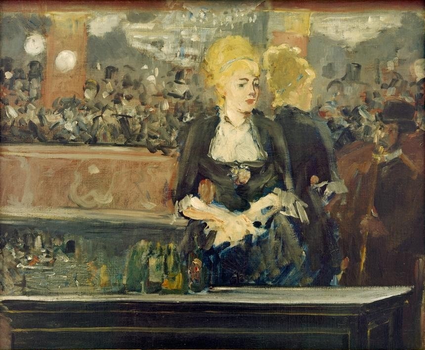 Edouard Manet, Étude pour le bar aux Folies-Bergère (Bar,Frau Und Beruf,Gastronomie,Bedienung,Nachtleben,Einsamkeit,Französische Kunst,Blonde Haare,Bardame,Theke (Lokal))