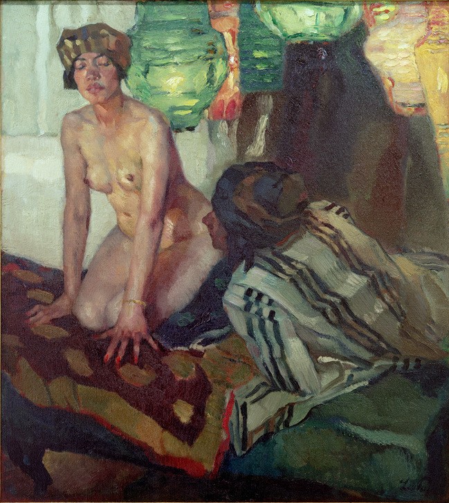 Leo Putz, Im Serail  (Mensch und Gesellschaft,  Wunschgröße, Impressionismus, Klassische Moderne, Wohnzimmer,)