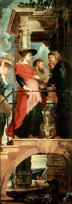 Peter Paul Rubens, Die Heimsuchung Mariae (Christentum,Flämische Kunst,Religion,Schwangerschaft,Altar,Barock,Maria Mit Kind,Triptychon,Neues Testament,Bibel,Jungfrau,Kreuzabnahme,Heimsuchung,Niederländische Kunst,Kleidung (Allgemein),Kindheit Jesu)
