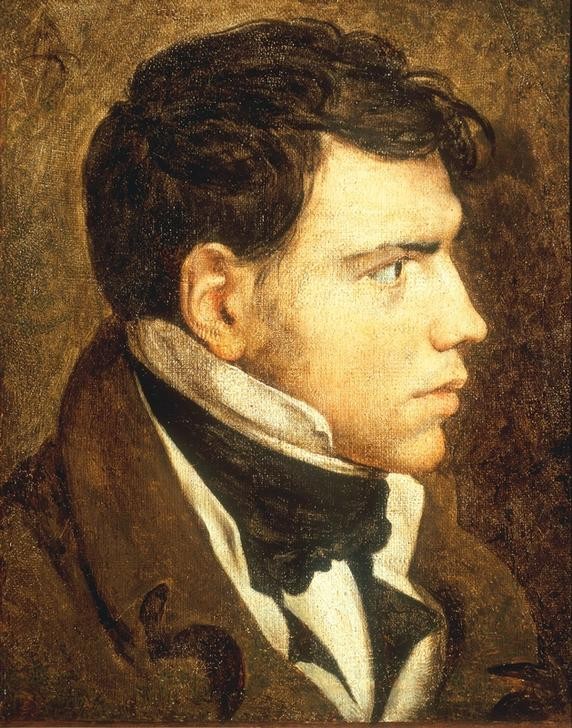JEAN-AUGUSTE-DOMINIQUE INGRES, Bildnis eines jungen Mannes (Kunst,Mann,Mensch,Krawatte,Klassizismus,Portrait,Französische Kunst,Profil,Kopf,Stehkragen,Junger Mann)