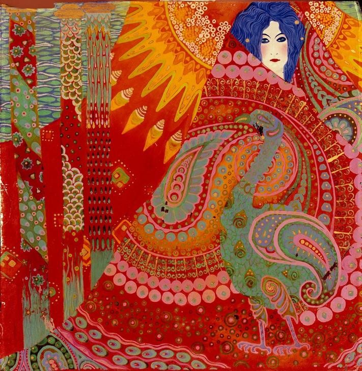 Vittorio Zecchin, Salome (Christentum,Frau,Religion,Vogel,Pfau,Neues Testament,Bibel,Italienische Kunst,Farbigkeit)