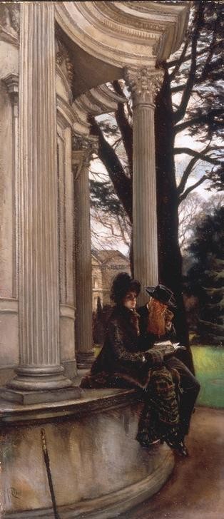 James Tissot (Jacques-Joseph), Kew Gardens (Besichtigung,Ehepaar,Garten Und Park,Kunst,Menschen Im Park,Park,Rast,Ungleiches Paar,Tourist,Realismus,Salonmalerei,Reise,Reiseführer,Französische Kunst,Tourismus,Eheleben,Touristin)