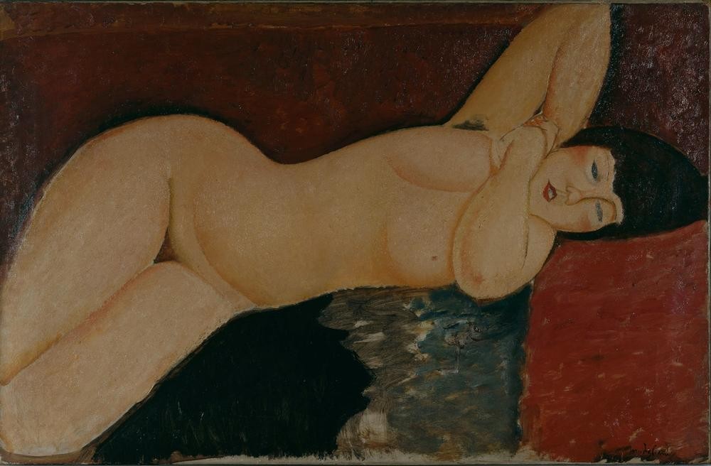 Amedeo Modigliani, Nu couché (Frau,Akt,Italienische Kunst,Schlafen (Schlaf))