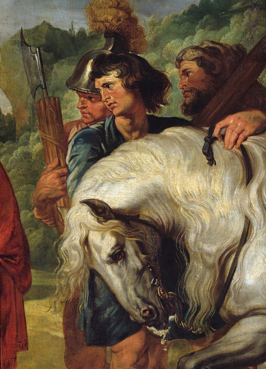 Peter Paul Rubens, Decius Mus fügt sich seinem Schicksal. (Flämische Kunst,Geschichte,Kunst,Pferd (Tier),Szene,Liktoren,Barock,Niederländische Kunst,Latinerkrieg,Ausschnitt)