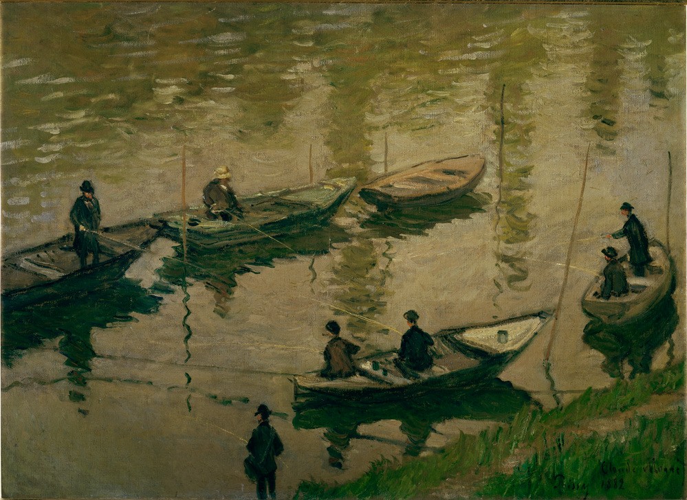 Claude Monet, Pêcheurs à la Ligne sur la Seine, à Poissy (Angler an der S (Angeln (Sport),Boot,Fischerei,Kunst,Freizeit,Impressionismus,Angel,Französische Kunst)