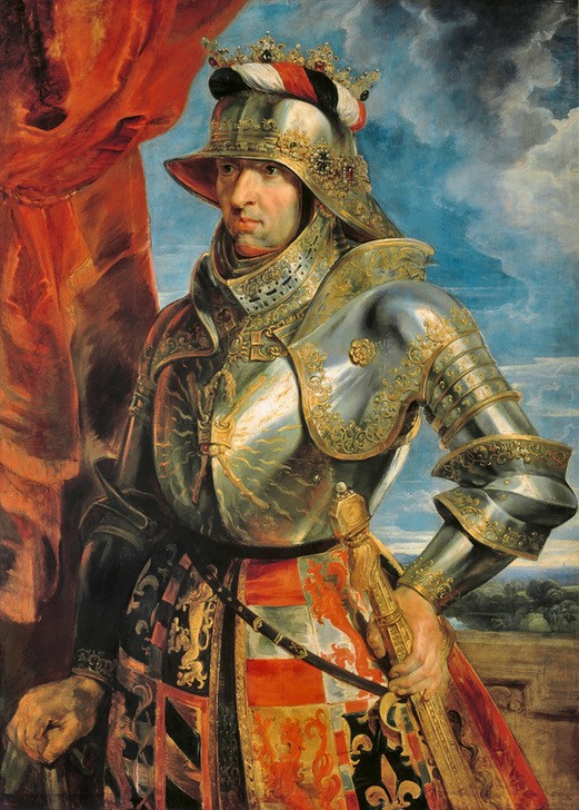 Peter Paul Rubens, Kaiser Maximilian I. (Flämische Kunst,Geschichte,Helm,Kaiser,Kunst,Mann,Militär,Ritter,Rüstung (Schutzkleidung),Barock,Portrait,Habsburger,Niederländische Kunst,Idealportrait,Brustpanzer,Halbfigur,Person,Panzer (Schutzkleidung),Krone)