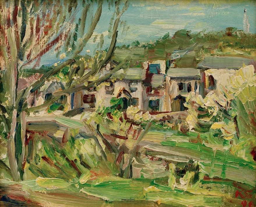 Kurt Schwitters, Ohne Titel (Smithy Brow, Ambleside) (Deutsche Kunst,Kunst,Landschaft,Architekturdarstellung,Cottage)