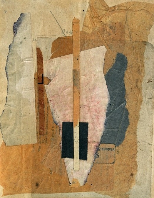 Kurt Schwitters, Pink, green, white (Klassische Moderne, Malerei, Abstrakt, Collage,    geometrische Formen, Papierschnipsel, Dadaismus, Wohnzimmer, Treppenhaus, Wunschgröße,  bunt)