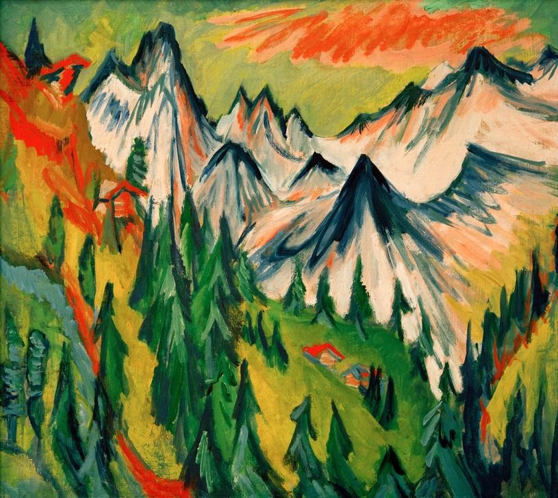 Ernst Ludwig Kirchner, Berggipfel (Deutsche Kunst,Gebirge,Kunst,Landschaft,Expressionismus,Die Brücke,Privatsammlung)