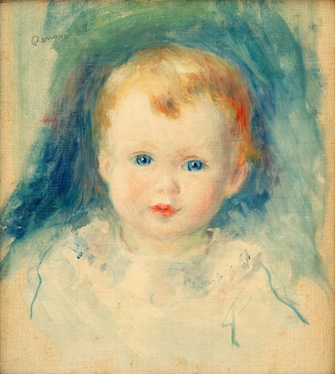Pierre-Auguste Renoir, Kinderbildnis (Kind,Kunst,Maler (Künstler),Mensch,Impressionismus,Kleinkind,Portrait,Französische Kunst,Knabe,Blaue Augen,Kopf)