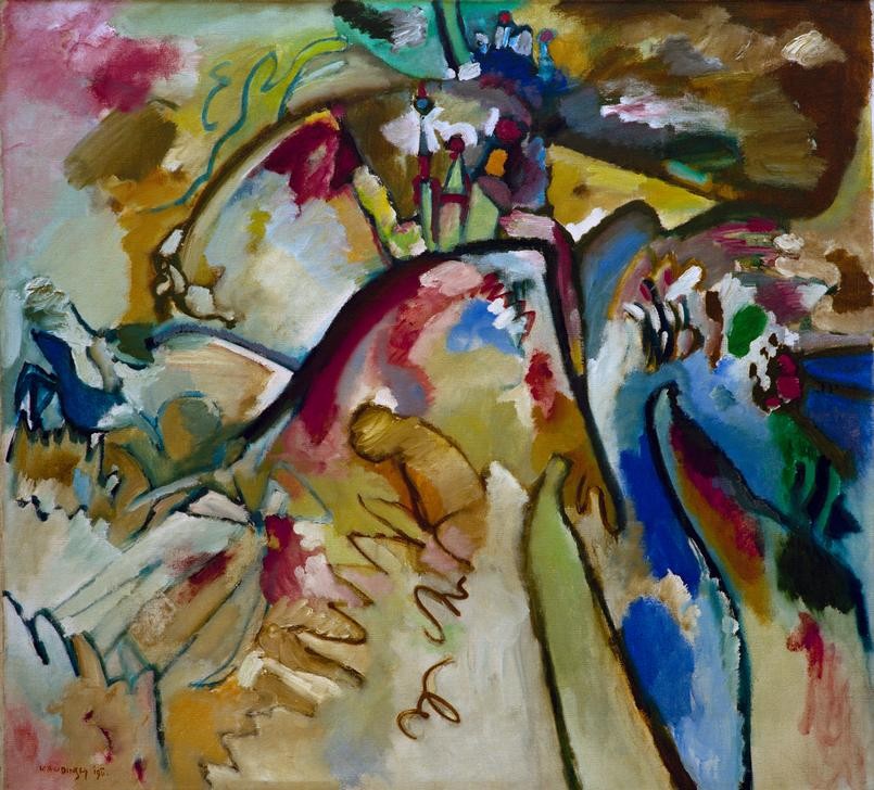 Wassily Kandinsky, Improvisation 21a (Wunschgröße, Klassische Moderne, Malerei, abstrakte Kunst, amorphe Formen, Landschaft, Stadt, abstrahiert, Farbflächen, Wohnzimmer, Büro, Arztpraxis, bunt)