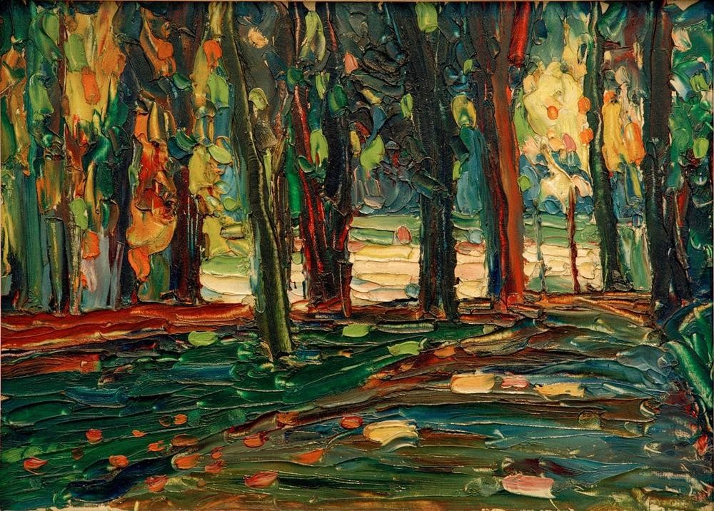 Wassily Kandinsky, Im Park von Saint Cloud (Landschaft, Park, Weg, Bäume, Natur, Einsamkeit, Russische Kunst, Expressionismus, Wohnzimmer, Treppenhaus, Wunschgröße, Klassische Moderne, bunt)