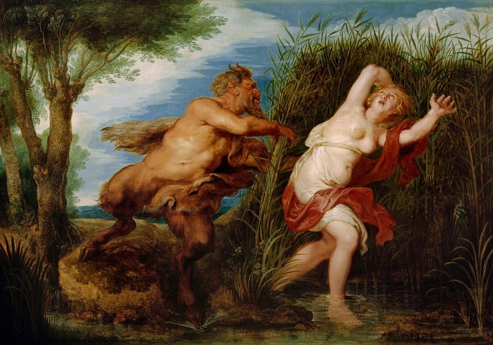 Peter Paul Rubens, Pan und Syrinx (Erotik,Flämische Kunst,Kunst,Liebe,Mythologie,Nymphe,Barock,Fabelwesen,Libido,Götterliebschaften,Niederländische Kunst,Schilf,Erotische Kunst,Sexualität,Griechisch-Römische Mythologie)