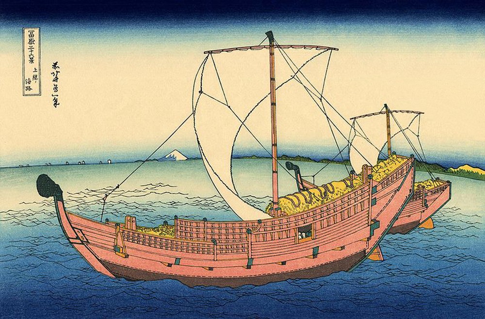 Katsushika Hokusai, The Kasuza Sea Route (Geschichte,Kunst,Schiff,Japanische Kunst)