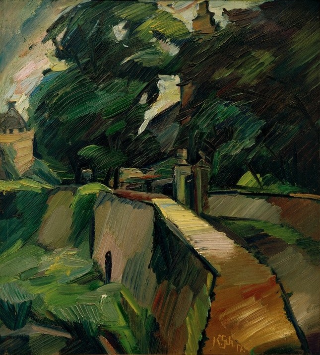 Kurt Schwitters, Landschaft aus Opherdicke / Gutshof Opherdicke (Deutsche Kunst,Kunst,Gutshof,Architekturdarstellung)