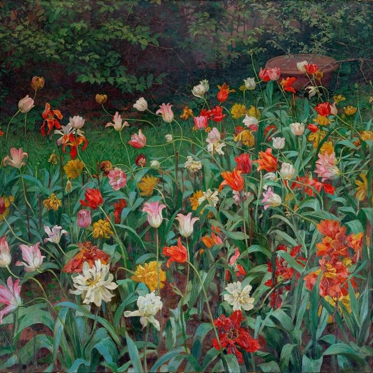 Maximilian Lenz, Tulpen (Botanik,Kunst,Landschaft,Tulpe,Österreichische Kunst,Blume,Garten)