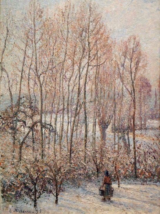 Camille Pissarro, Morgensonne auf dem Schnee (Jahreszeiten,Kunst,Landschaft,Winter,Impressionismus,Schnee,Baum,Französische Kunst,Sonnenschein)