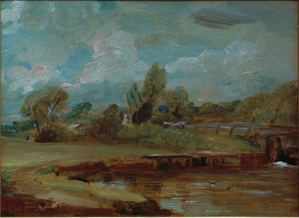 John Constable, Die Schleuse von Flatford, von einem Pfad am Fluss aus  (Natur)