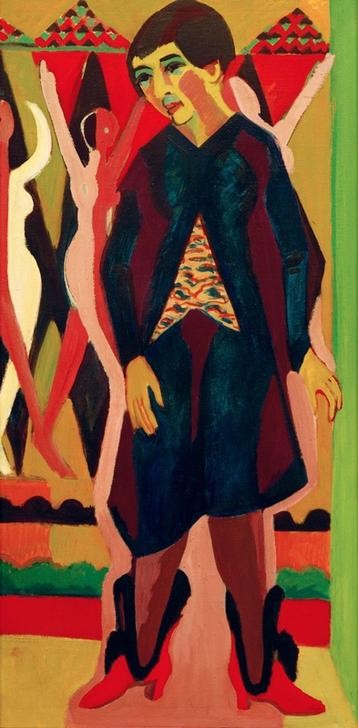 Ernst Ludwig Kirchner, Bildnis Anna Müller (Deutsche Kunst,Frau,Kunst,Mensch,Ehefrau Von Berühmten,Portrait,Expressionismus,Künstlerfrau,Die Brücke,Ganzfigurig)