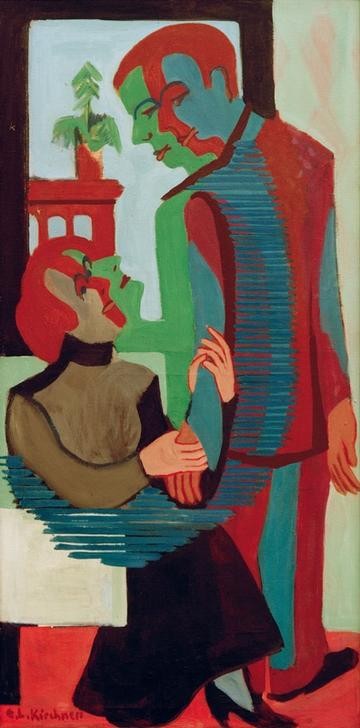 Ernst Ludwig Kirchner, Mutter und Sohn (Deutsche Kunst,Familie,Frau,Junggeselle,Kunst,Mann,Mensch,Mutter Und Kind,Expressionismus,Mutter,Mutter Und Sohn,Die Brücke,Nesthocker,Sohn,Doppelportrait)