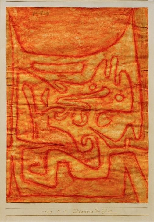 Paul Klee, Daemonie der Glut (Bauhaus,Deutsche Kunst,Kunst,Mythologie,Fabelwesen,Dämon,Schweizerische Kunst,Abstraktion)