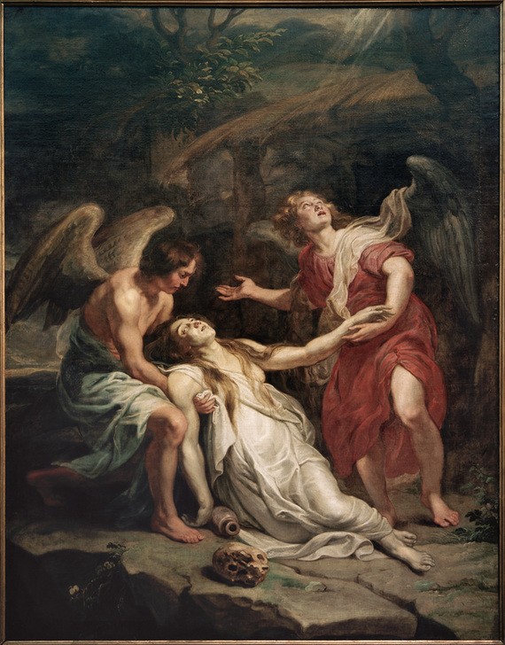 Peter Paul Rubens, Die hl. Maria Magdalena in Ekstase (Christentum,Ekstase (Verzückung),Engel,Flämische Kunst,Religion,Barock,Neues Testament,Bibel,Himmelfahrt,Niederländische Kunst)