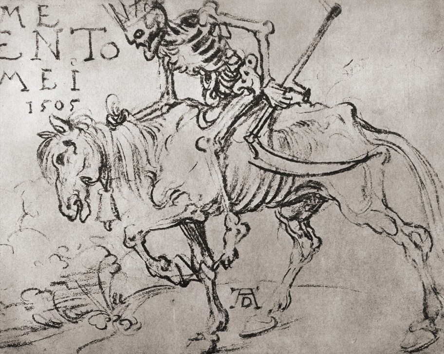 Albrecht Dürer, König Tod zu Pferde (Tod,Sense,Skelett,Renaissance,Knochenmann,Memento Mori)