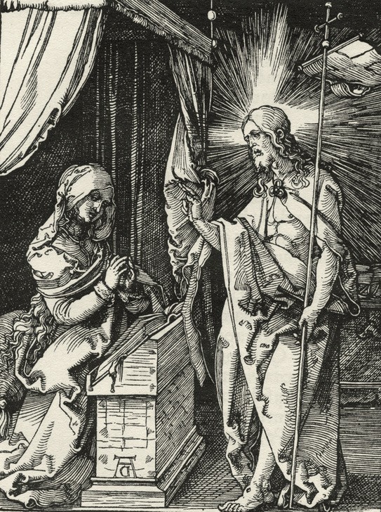 Albrecht Dürer, Christus erscheint seiner Mutter (Christentum,Deutsche Kunst,Religion,Renaissance,Neues Testament,Bibel,Marienleben,Christus Erscheint Maria)