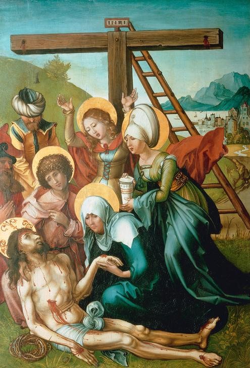 Albrecht Dürer, Die Beweinung Christi (Christentum,Deutsche Kunst,Religion,Renaissance,Neues Testament,Bibel,Marienleben,Christi Beweinung,Sieben Schmerzen Mariä,Passion Christi)